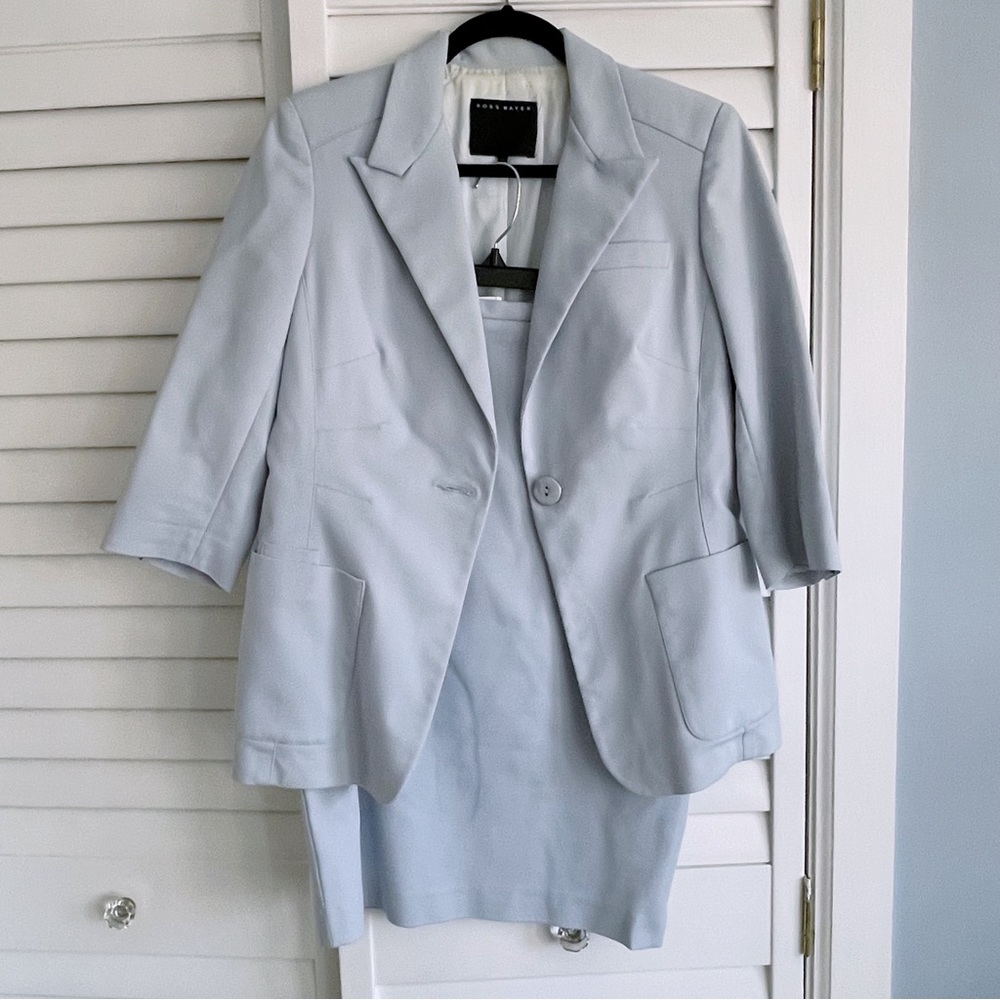 Powder Blue 2 Piece Suit (Blazer size 14 & Pencil Skirt size 12)